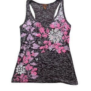 Y2K Copper Key Tank Top Womens Large Gray Brown Pink Floral Cottage Grunge